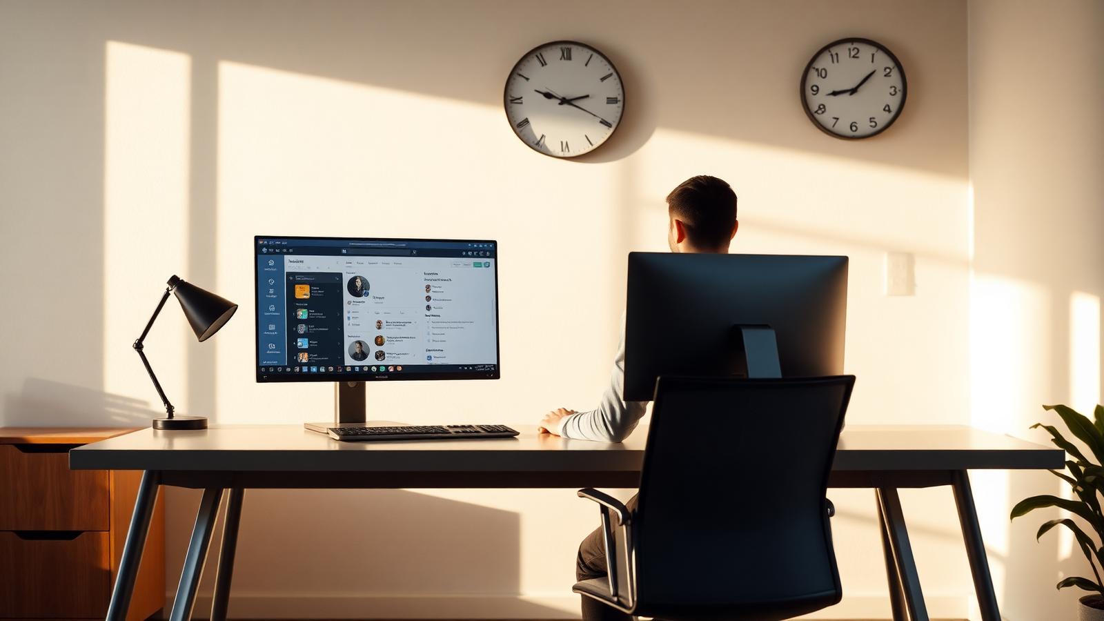 A professional smiling at their laptop with a glowing ChatGPT logo, symbolizing saving time and increased productivity.